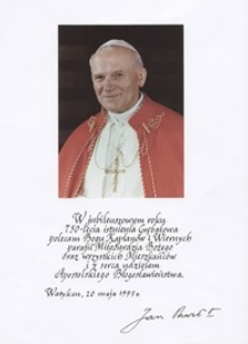 Apostolskie Błogosławieństwo Jana Pawła II z okazji 750-lecia Grębałowa